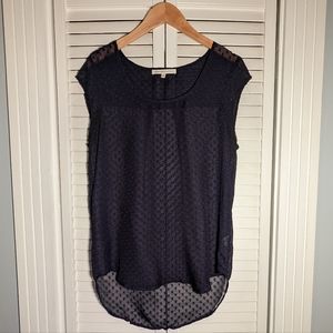 Navy Blue sheer shirt with Polka Dots size Small Danielrainn